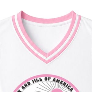เสื้อบาสเก็ตบอลปักลายตราสัญลักษณ์ไวท์แจ็คแอนด์จิล แบบไม่มีแขน คอวี แต่งขอบสีชมพูตัดกัน สำหรับผู้หญิง - Product Image 2