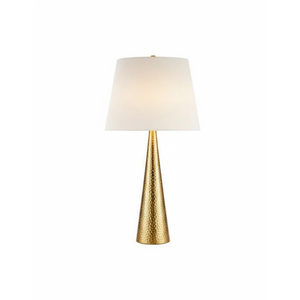 Lámpara de Mesa Moderna de Metal Martillado con Acabado en Latón Antiguo y Pantalla de Tela Negra para Decoración de Sala de Estar - Product Image 6