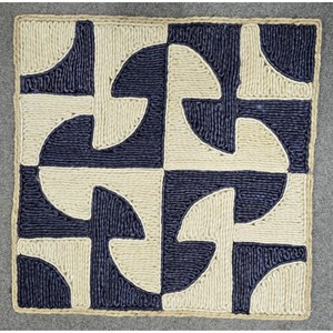 Modern Flat Pile Living Room Decor Spot Clean Natural Blue White Geometric Jute Area Rug Square - Product Image 2
