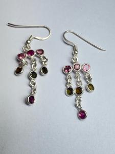 Boucles d'oreilles classiques multicolores en tourmaline, pierres précieuses naturelles, bijoux en argent sterling 925, Gigli Rigli Gems ER0459, pour femmes, anniversaire - Product Image 1