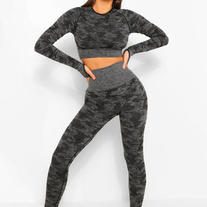 Conjuntos de Yoga Reversibles Estampados Personalizados al por Mayor para Mujer, 2 Piezas, Spandex/Algodón, Secado Rápido, Ropa Deportiva para Gimnasio - Product Image 1