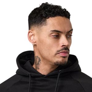 Sudadera con Capucha Negra para Hombre, Informal, de Forro Polar, Manga Larga, Ropa Deportiva, Ropa de Gimnasio, Moda de Invierno - Product Image 3