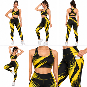 Women Slim Fit Yoga Set High Waist <b>Leggings</b> Sports Bra Pilates Gym Fitness Workout Activewear Custom Quick Dry Breathable - Product Image 6