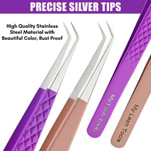 Pince à épiler professionnelle à pointe en fibre pour isolation des cils, pince à épiler pour extensions de cils, outils pour cils scintillants - Product Image 5