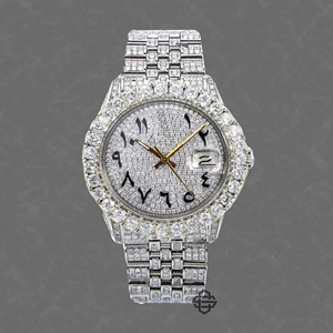 Montre à Quartz pour Homme en Acier Inoxydable de Qualité Supérieure avec Diamants Moissanite, Cadran en Verre 20mm, Lunette Entièrement Sertie, Style Hip Hop Tendance - Product Image 1