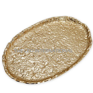 Plateau alimentaire en aluminium haut de gamme pour hôtel, écologique, pour fruits et pâtisseries créatifs, plateau de service créatif à texture gaufrée - Product Image 6