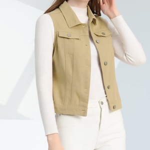 Chaleco de algodón vaquero empacable a prueba de viento alto cálido acolchado sin mangas prendas de vestir exteriores para el trabajo ropa de viaje informal de peso pesado para mujer - Product Image 1