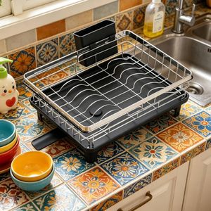 Égouttoir à vaisselle multifonctionnel en acier inoxydable avec plateau de drainage, passoire réglable pour évier, pour comptoir de cuisine - Product Image 4