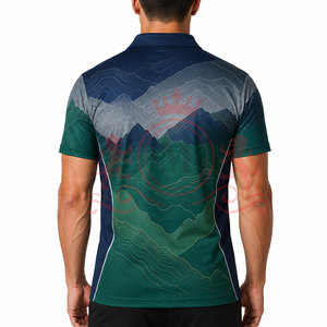 Everyday Comfort Green Gradient Polo Shirt Soft Lightweight Fabric <b>Classic</b> Fit Short Sleeve Stylish Daily Clothing - Product Image 2