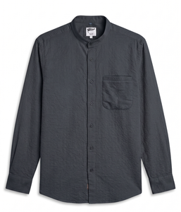 Camisa de Verano para Hombre Enovate, Casual, Doble Botonadura, Manga Larga, Cuello Mao Texturizado, 100% Algodón Transpirable, ODM - Product Image 1