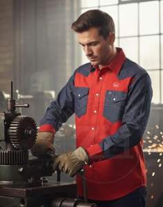 Chemise ignifuge ZUNEZI à manches longues, résistante aux flammes et aux vapeurs, 2 tons, niveau de protection contre les vapeurs, lot de 6, 100 % coton FR, résistance à la chaleur 300-500°C - Product Image 2