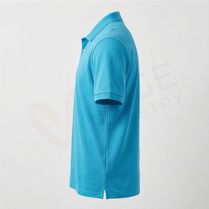 Men's <b>Turquoise</b> Short Sleeve 100% Polyester Pique for <b>Shirt</b> Casual Breathable Regular Fit Solid Knitted Design Customizable - Product Image 3