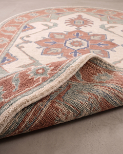 DECORDEC Tapis Oushak Rectangulaire Moderne Antidérapant, Motif Floral Damassé Corail, Sauge, Ivoire, avec Bordure Botanique pour Salon - Product Image 5