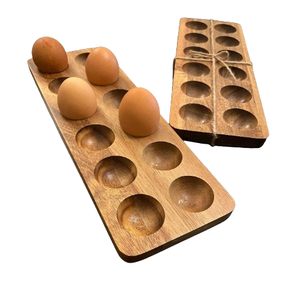 Rectangular Shape Brown <b>Egg</b> Tool Acacia Wood <b>Egg</b> Holder Tray Most Selling Kitchen Rack for Serving Trays for Refrigerator Use - Product Image 5