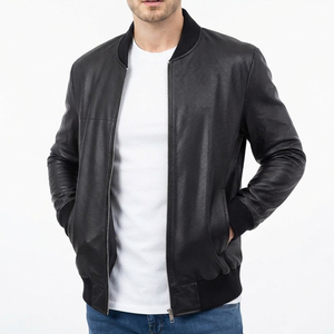 Blouson Bomber Homme en Cuir PU le Plus Vendu, Style Moto Biker, Fermeture Éclair Avant, Col Rabattable, Respirant, Vêtement d'Extérieur Décontracté pour l'Automne - Product Image 6