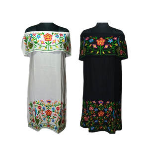 Robe élégante vintage brodée avec un design mexicain traditionnel, design personnalisé, robes décontractées en gros - Product Image 1