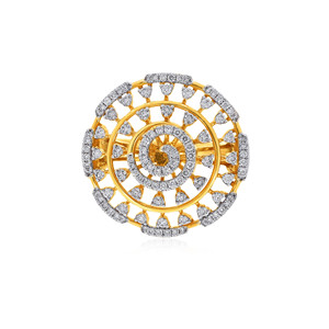 Anillo de Diamantes Espiral Aura, Anillo de Cóctel Floral de Lujo para Mujer con Detalles de Diamantes en Forma de Corazón, Oro Amarillo, Joyería Fina - Product Image 3
