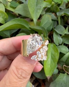 Bague de mariée en moissanite et diamants en forme de poire, design unique, pour femme, en argent 925 véritable, cadeau de fiançailles pour les amoureux - Product Image 5