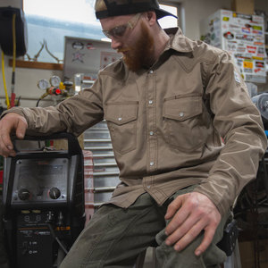 Duty Flame Resistant <b>Welding</b> fr <b>Shirt</b> 100% Cotton FR Workwear Men Long Sleeve <b>Welding</b> fr <b>Shirt</b> Heavy - Product Image 4