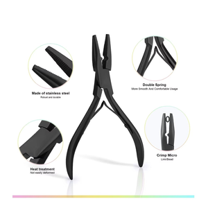 <b>Silicone</b> Micro Ring Hair Extension <b>Tools</b> Pulling Needle Plier Supplies with Custom logo Hair Extension Pliers - Product Image 3
