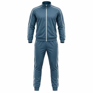 Ensemble de survêtement pour homme, manches longues, fermeture éclair sur le devant, design sportif, matière respirante en spandex/coton, vêtements d'hiver, capuche unie imprimée - Product Image 1