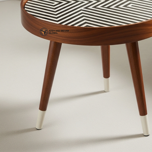 Traditional Hand-Painted Meena Wooden <b>Stool</b> Decorative Round Side <b>Table</b> <b>with</b> Mandala Art Ethnic Indian Style for Home Decor - Product Image 5