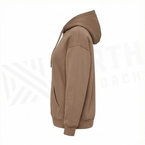 <b>Drop</b> Shoulder Custom Printed Women Winter Hoodies Casual Oversized Hooded Sweatshirt Front Logo Pocket Apparel Tops - Product Image 3