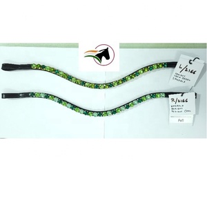 Bandeau de tête en cuir indien de qualité supérieure avec incrustation de cristaux Rivoli Diamante de 10 mm, accessoires de bridon, vente en gros - Product Image 1