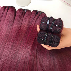 Prix usine Bonestraight 100% brut vierge vietnamien perruque de cheveux humains couleur bordeaux clair Super Double dessiné Extensions de cheveux - Product Image 4