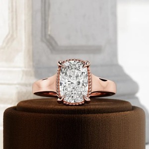 Lab Created Cushion Cut Diamond <b>Vintage</b> Engagement & Wedding <b>Ring</b> in Yellow <b>Gold</b> IGI Certified VVS Clarity Women's Trendy - Product Image 3