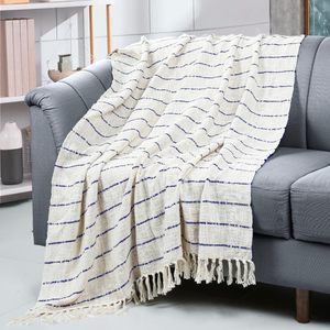 100% Cotton Personalized Modern Simple Geometric Pattern Throw Blanket Large Size Sofa Bed Home Decor Black White Woven <b>Hotels</b> - Product Image 2