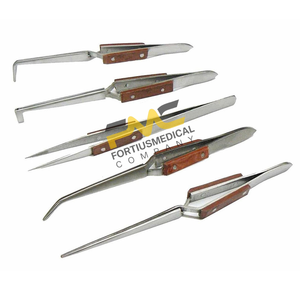 Juego de cinco pinzas médicas de acero inoxidable con cierre cruzado y punta recta curvada para joyería, manualidades y soldadura - Product Image 3