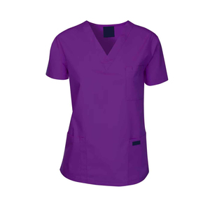 Unisex Medical <b>Scrub</b> Uniform Set V Neck Short Sleeve Healthcare Workwear Comfortable <b>Nursing</b> Top and Pants Woven Fabric - Product Image 5