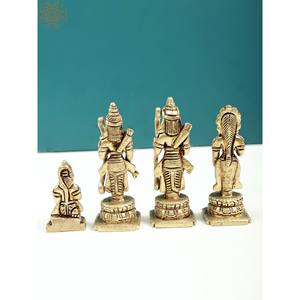 Sculpture en laiton de 3 pouces faite à la main petit Ram Darbar Idol Home Decor fabriqué en Inde - Product Image 3