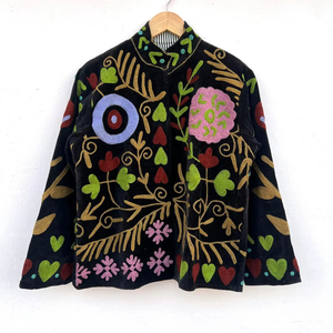 Trendy <b>Top</b> Product Suzani Floral Embroidery Jacket Cropped Hippie <b>Coat</b> Women Winter Warm Outerwear Wholesale Price - Product Image 1
