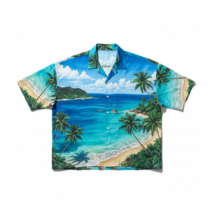 เสื้อเชิ้ตฮาวายแขนสั้นผู้ชายแบบสั่งทำพิเศษ ลายดอกไม้พิมพ์ลายสามมิติ สไตล์ชายหาดทรอปิคอล ต้นมะพร้าว สำหรับฤดูร้อน - Product Image 1