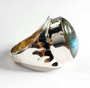 Designer Labradorite Natural Stone Bezel Setting Sterling <b>Silver</b> Handcrafted Big Chunky <b>Ring</b> 7.7 Grams <b>for</b> <b>Men</b> - Product Image 4