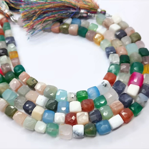 AAA Natural Mix Semi Precious Faceted Cube Beads 6-6.5 MM Disco <b>Gemstone</b> Cube Beads 9 Inch 3D Faceted Mix Cube Beads For Jewelry - Product Image 1