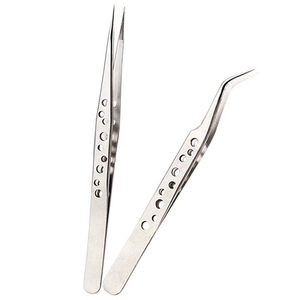 Pince à cils professionnelle de haute qualité en acier inoxydable avec strass, outil de pose pour extensions - Product Image 4