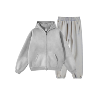 Wholesale Men's Hooded Tracksuit Full <b>Zip</b> <b>Sweatshirt</b> and Pant Set Casual Solid Color Breathable Cotton Fleece Fabric Winter Wear - Product Image 6