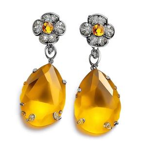 Pendientes de Plata de Ley 925 para Mujer, Joyería de Compromiso y Boda, Circonita Cúbica Amarilla Brillante - Product Image 2