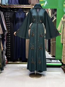 Hot sale 2026 Abaya Stone Work Handmade Sequined Arabic Dubai Style Full Flare Nida Fabric Evening Party Dress - Product Image 2