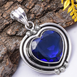 Colgante de Topacio Azul en Forma de Corazón, Plata de Ley 925, Gema de Topacio Azul, Regalo de Joyería para Aniversario, Cumpleaños, Boda, para Ella - Product Image 1