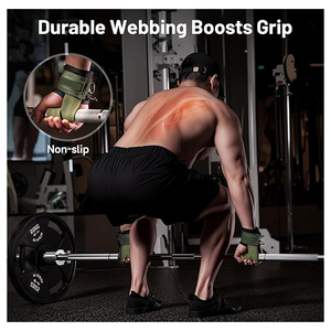 Customized 7mm Neoprene Wrist cuff support with Green lifting strap better grip for powerlifting Gym & <b>Cable</b> machine training - Product Image 4