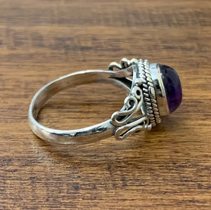 Elegant Handcrafted Oval Amethyst Gemstone <b>Silver</b> <b>Ring</b> Vintage Style <b>Statement</b> <b>Ring</b> Bulk Supplier - Product Image 3
