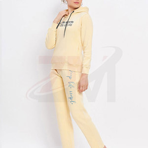 Chándal para Mujer con Capucha, Manga Larga, 100% Algodón, Transpirable, Diseño Casual Simple, Estampado con Letras, Color Amarillo - Product Image 3
