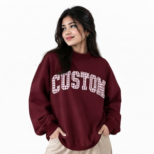 Suéter Oversize Personalizado para Mujer con Cuello Alto Simulado, de Algodón Afelpado, con Dobladillo Acanalado, Ajuste Relajado, Manga Larga - Proveedor - Product Image 1