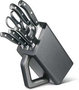 Grand Maitre Cutlery Block - Modern Block with Knives - Includes <b>Kitchen</b> <b>Scissors</b>, Chef's Knife, Santoku & More - Product Image 1