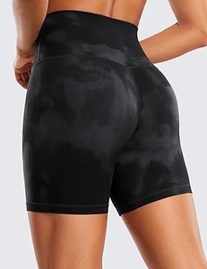 Shorts cyclistes taille haute pour femme, couleur unie, extensibles, respirants, en tricot de Spandex et Nylon, style sportif - Product Image 2