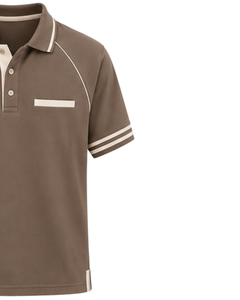 Camiseta Polo Personalizada para Hombre en Color Beige Taupe, Camiseta Polo de Golf Informal de Manga Corta, Transpirable, Mezcla de Algodón, para Verano - Product Image 4